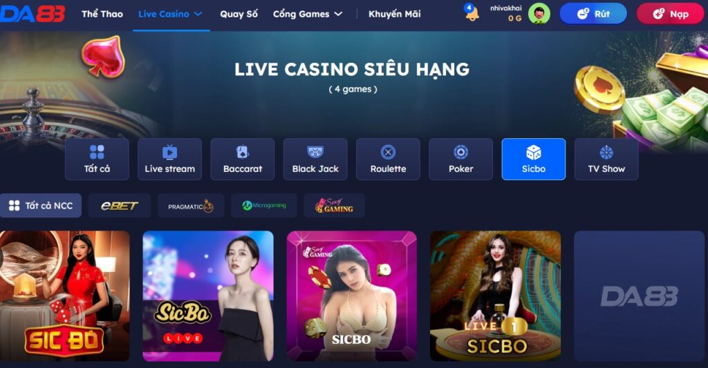 Live tài xỉu DA88 được 4 nhà cung cấp phát hành